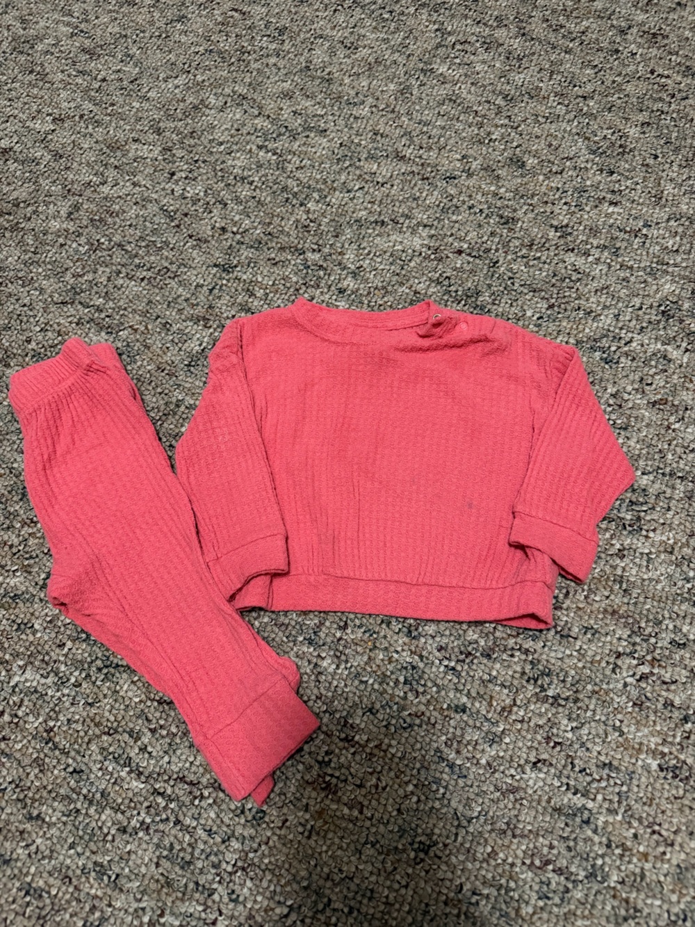 Kids Waffle Knit Thermal Top and Bottom Set